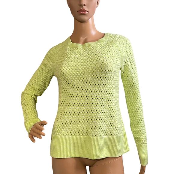 American Eagle Large Neon Open Cable Knit Sweater with Exposed Zipper  Y2K Style - Picture 1 of 10